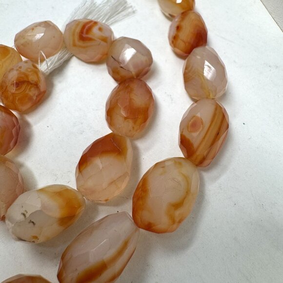 Genuine Carnelian Stone Beads Nugget Freeform Cinnamon Color Faceted Large Stone - Picture 4 of 9